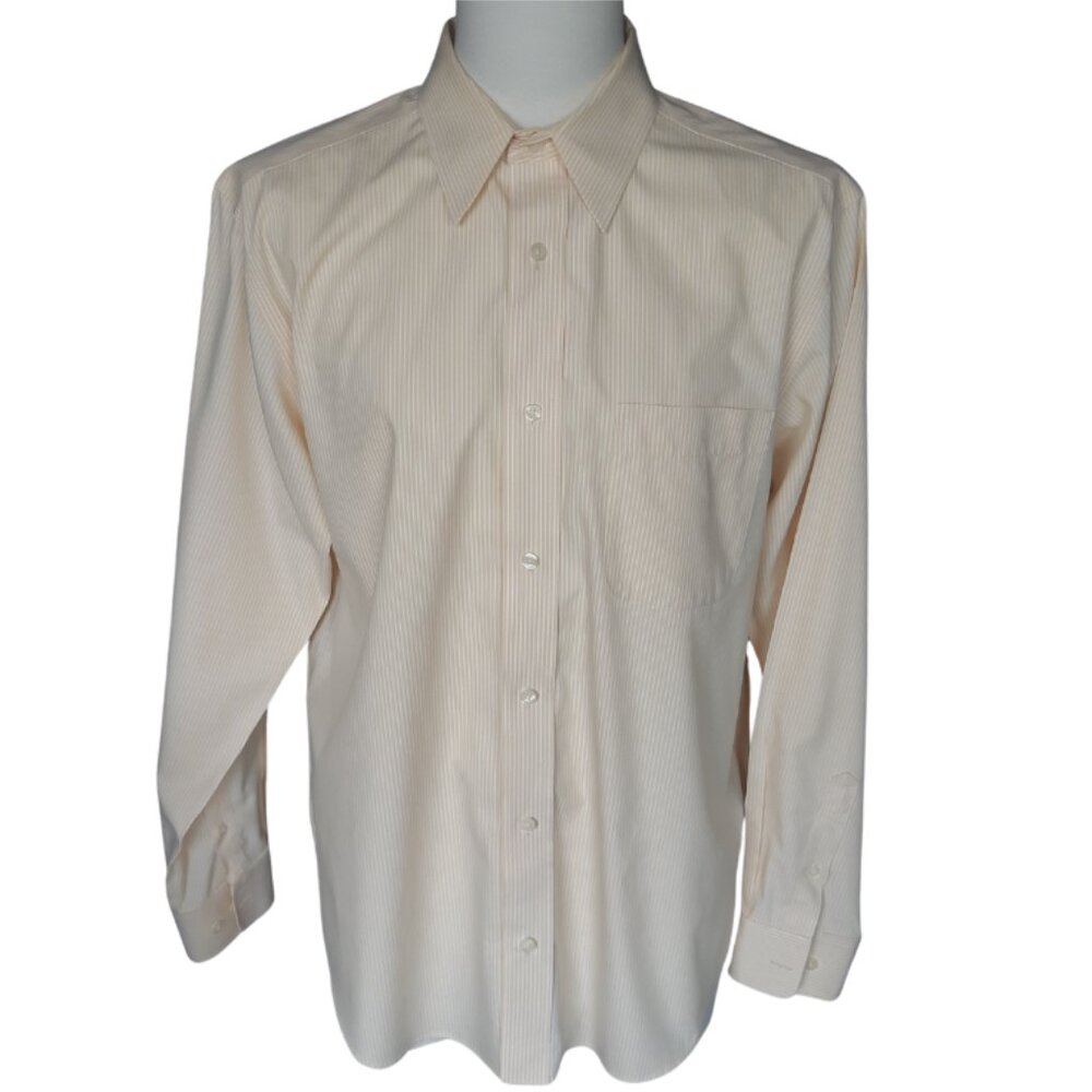 Eddie Bauer SZ M Relaxed Fit 100% Cotton Yellow Striped Men's Button Up Shirt